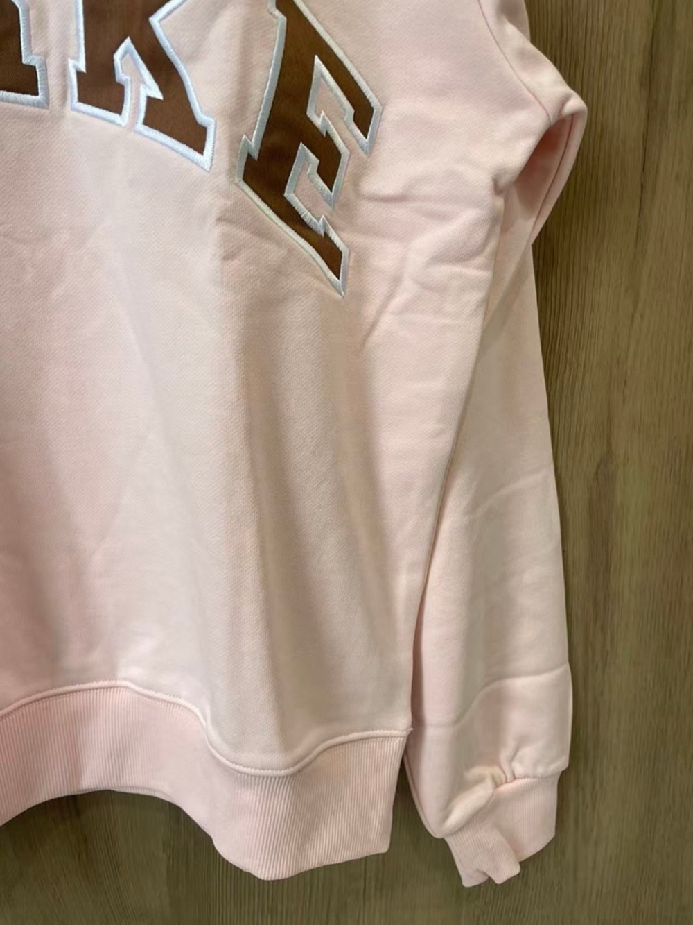 Parke Women's Soft Light Pink Crewneck Sweatshirt with Brown Lettering - Picture 3 of 5